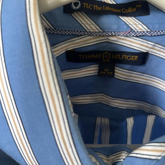 Tommy Hilfiger 100% Cotton Men's Button Down Dress Shirt Blue Size 16/34-35 - Picture 3 of 6
